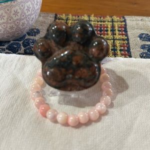 Beautiful Hand Crafted Pink Mother of Pearl Stretch Bracelet
